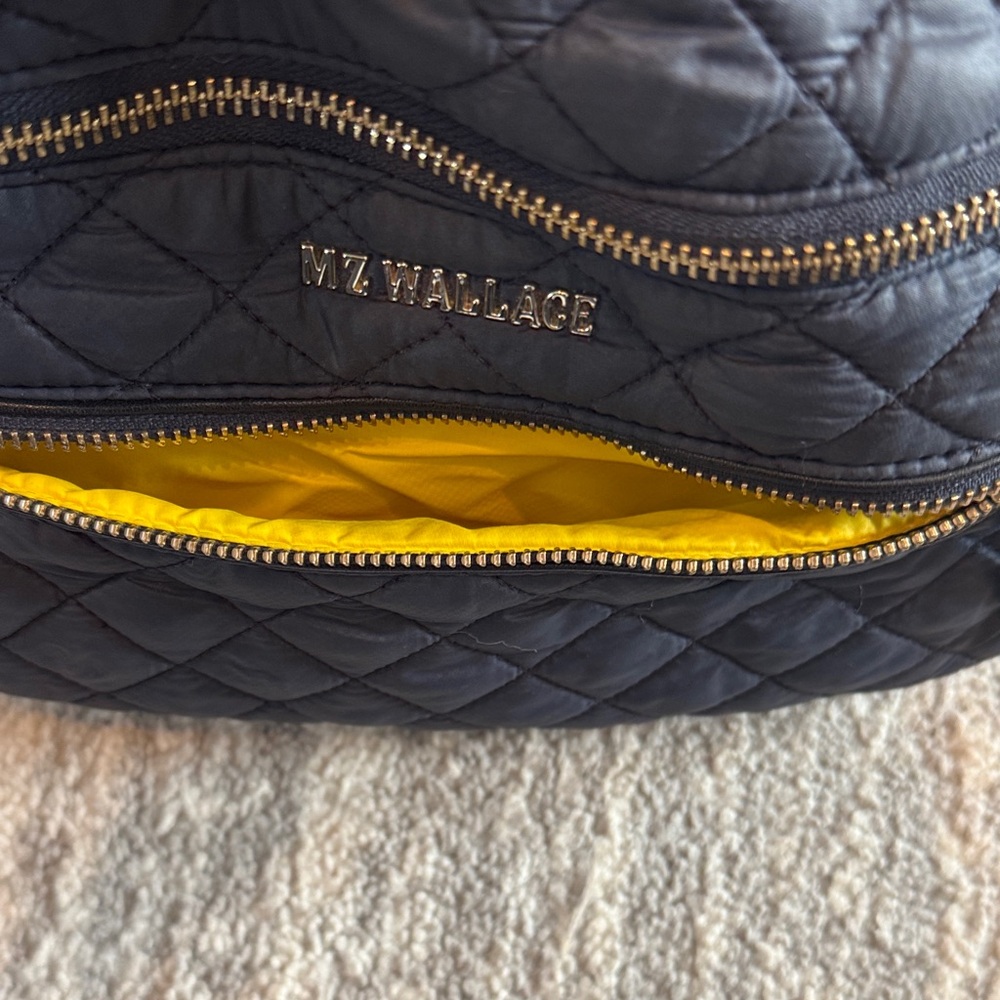 MZ Wallace Navy Quilted Crossbody Bag with Yellow Accents - Picture 6 of 12